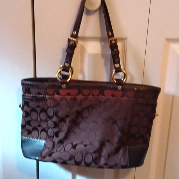 Authentic Coach Brown Signature Handbag - Picture 3 of 10